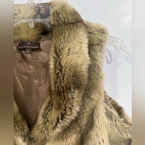Fenn Wright Manson Vest Faux Fur Collared Cashmere Blend Brown Black Size Medium - Picture 5 of 8